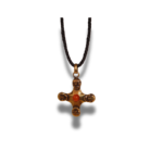 Senovinis Baltų kryželis–amuletas su gintaru